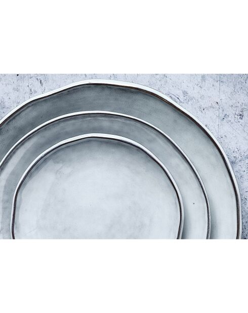 6 Assiettes en Grès Cloud gris clair - D.16 cm