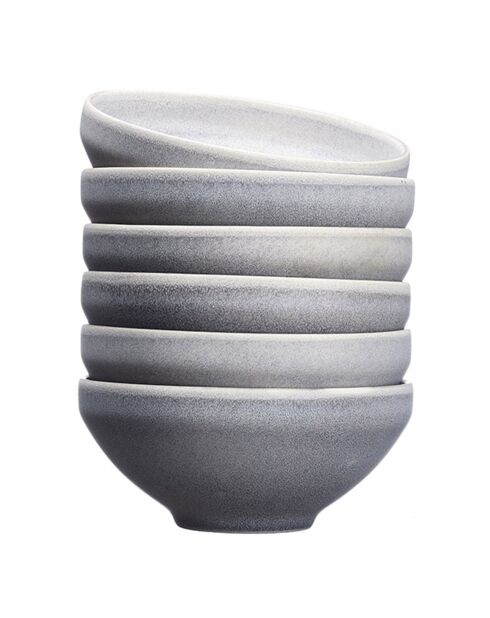 6 Bols en Grès Stone gris clair - 60 cl