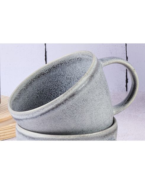 6 Mugs en Grès Stone gris clair - 25 cl