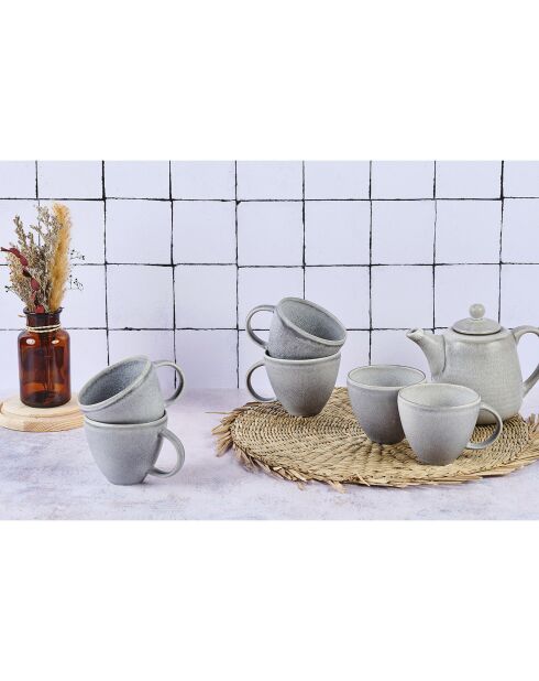 6 Mugs en Grès Stone gris clair - 25 cl