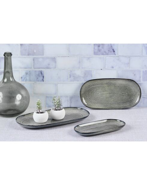 3 Plateaux de service Zen gris/bleu - 23.5x12/29x15/34x18 cm