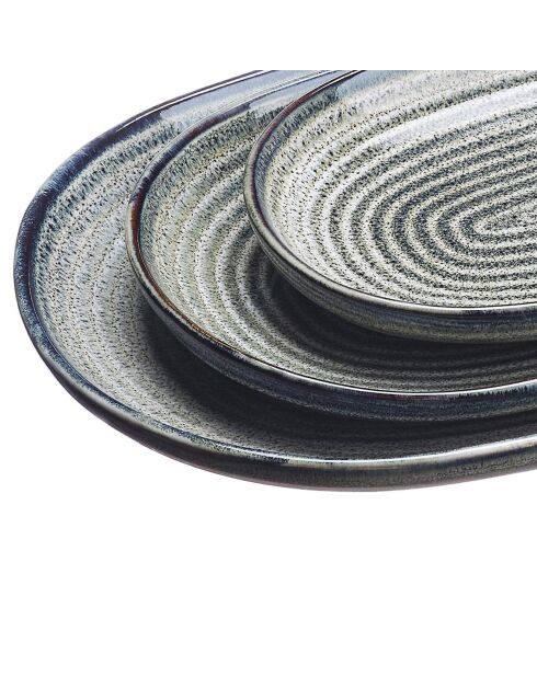 3 Plateaux de service Zen gris/bleu - 23.5x12/29x15/34x18 cm
