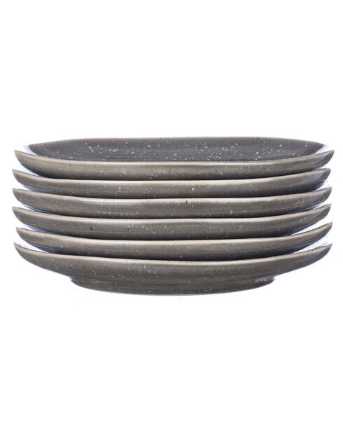 6 Assiettes en Grès dessert Stellar gris/anthracite - D.22 cm