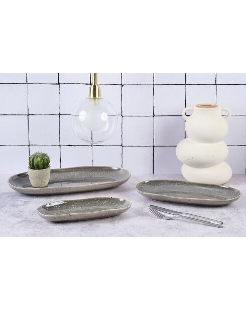 3 Plateaux de service Stellar gris/anthracite - 24x11.5/28x14/34x18.5 cm
