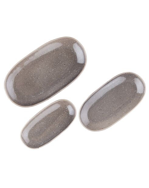 3 Plateaux de service Stellar gris/anthracite - 24x11.5/28x14/34x18.5 cm