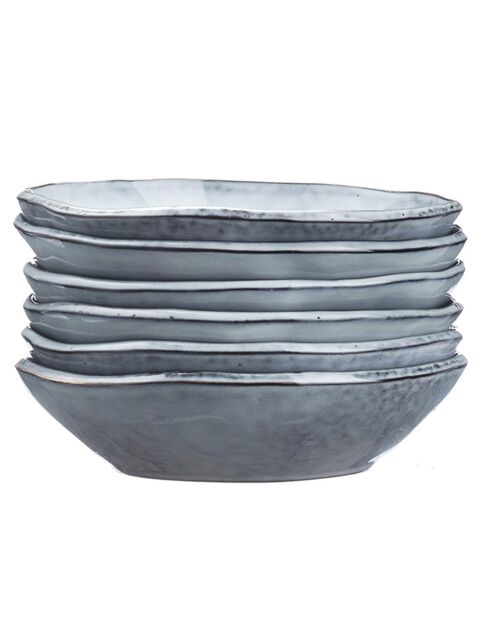 6 Bols en Grès Cloud gris clair - 75 cl