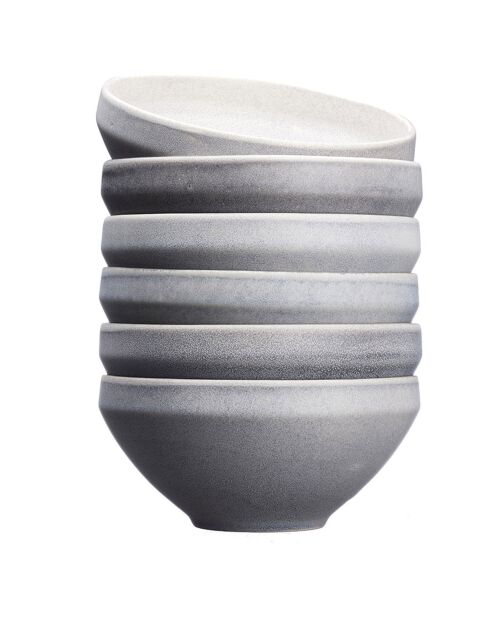 6 Bols en Grès Stone gris clair - 120 cl