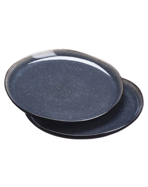 2 Plateaux de service en Grès Iris bleu foncé - 32x32x3.5 cm