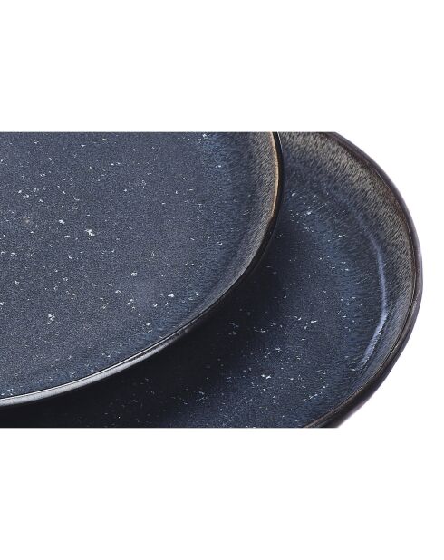 2 Plateaux de service en Grès Iris bleu foncé - 32x32x3.5 cm