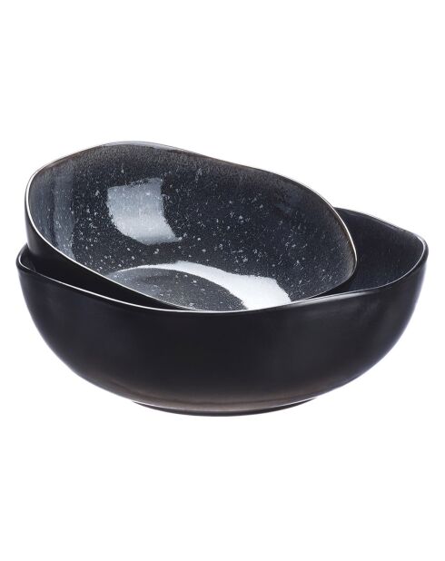 2 insalatiere Iris in gres blu scuro - 24x8,5/28,5x10 cm