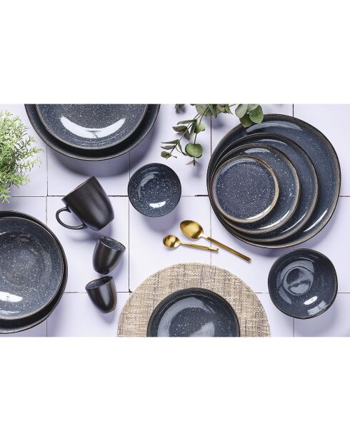 2 insalatiere Iris in gres blu scuro - 24x8,5/28,5x10 cm