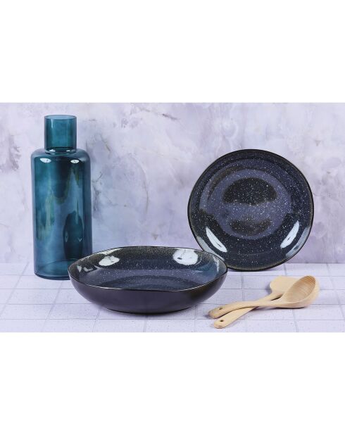 2 Corbeilles à fruits en Grès Iris bleu foncé - 27.5x6/32.5x6.5 cm