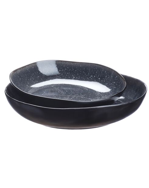 2 Corbeilles à fruits en Grès Iris bleu foncé - 27.5x6/32.5x6.5 cm