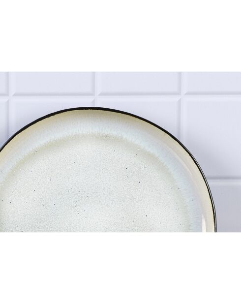 2 Plateaux de service en Grès Iris blanc/ivoire - 32x32x3.5 cm