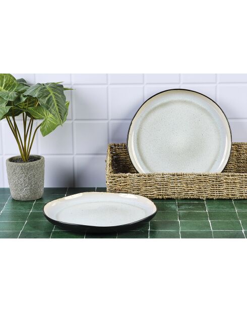 2 Plateaux de service en Grès Iris blanc/ivoire - 32x32x3.5 cm