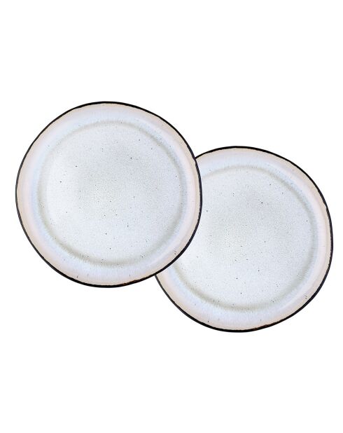 2 Plateaux de service en Grès Iris blanc/ivoire - 32x32x3.5 cm