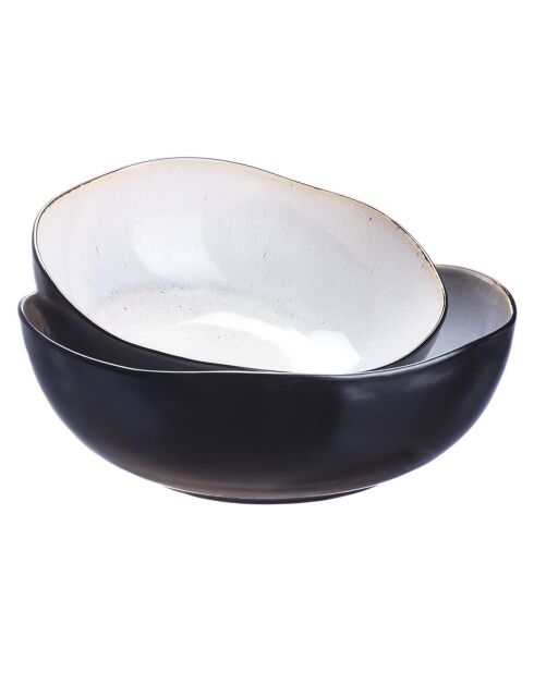 2 Saladiers en Grès Iris blanc/ivoire - 24x8.5/28.5x10 cm