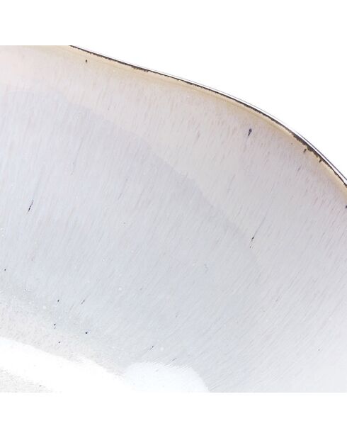 2 Saladiers en Grès Iris blanc/ivoire - 24x8.5/28.5x10 cm