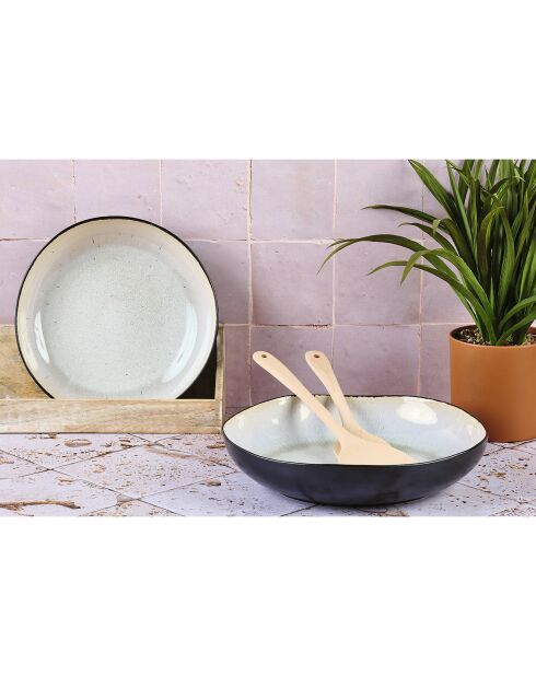 2 Corbeilles à fruits en Grès Iris blanc/ivoire - 27.5x6/32.5x6.5 cm