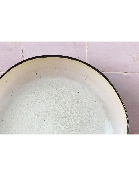 2 Corbeilles à fruits en Grès Iris blanc/ivoire - 27.5x6/32.5x6.5 cm