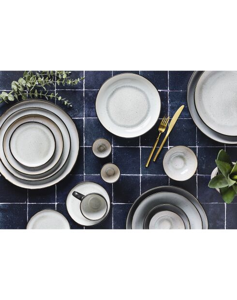 2 Corbeilles à fruits en Grès Iris blanc/ivoire - 27.5x6/32.5x6.5 cm