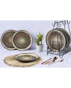 6 Assiettes plates en Grès Iris beige/marron - D.26 cm