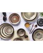 6 Assiettes plates en Grès Iris beige/marron - D.26 cm