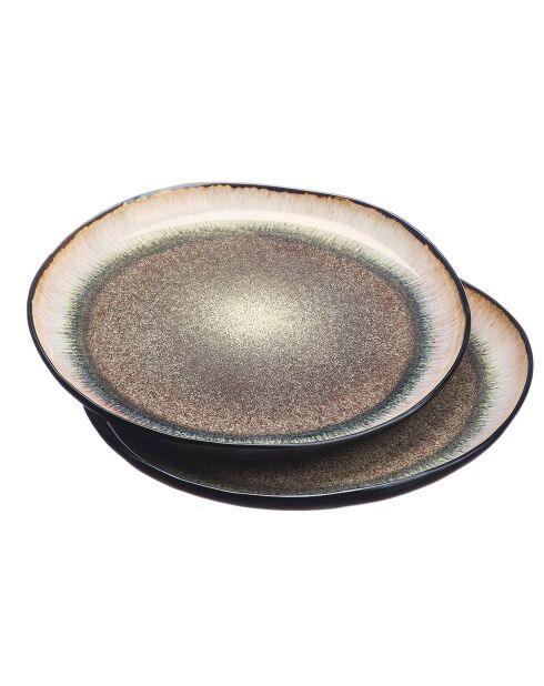 2 Plateaux de service en Grès Iris beige/marron - 32x32x3.5 cm
