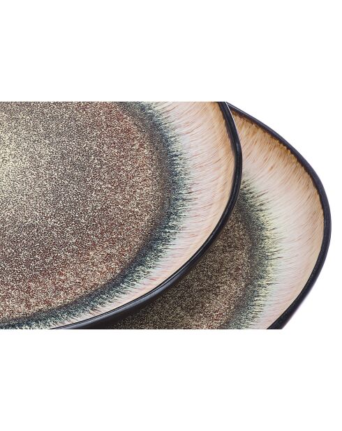2 Plateaux de service en Grès Iris beige/marron - 32x32x3.5 cm