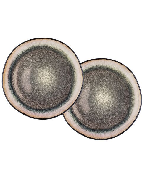 2 Plateaux de service en Grès Iris beige/marron - 32x32x3.5 cm