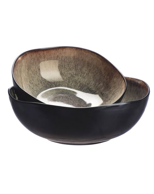 2 insalatiere in gres Iris beige/marrone - 24x8,5/28,5x10 cm