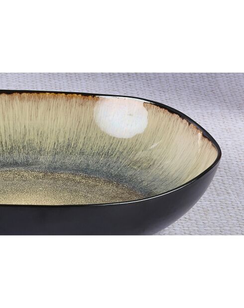 2 Corbeilles à fruits en Grès Iris beige/marron - 27.5x6/32.5x6.5 cm