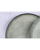 6 Assiettes plates en Grès Zen gris/bleu - D.28 cm