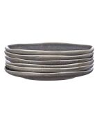 6 Assiettes plates en Grès Stellar gris/anthracite - D.27 cm