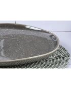 6 Assiettes plates en Grès Stellar gris/anthracite - D.27 cm