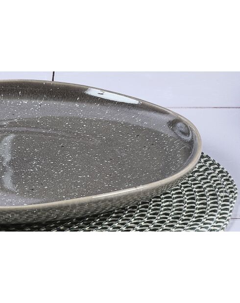 6 Assiettes plates en Grès Stellar gris/anthracite - D.27 cm