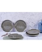 6 Assiettes plates en Grès Stellar gris/anthracite - D.27 cm