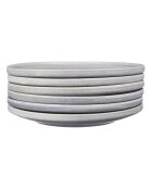 6 Assiettes plates en Grès Stone gris clair - D.27.5 cm