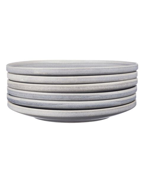 6 Assiettes plates en Grès Stone gris clair - D.27.5 cm