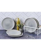 6 Assiettes plates en Grès Stone gris clair - D.27.5 cm