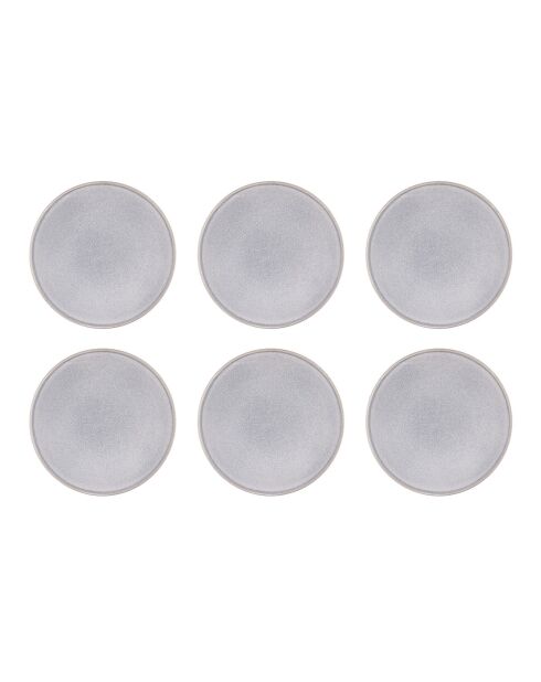 6 Assiettes plates en Grès Stone gris clair - D.27.5 cm