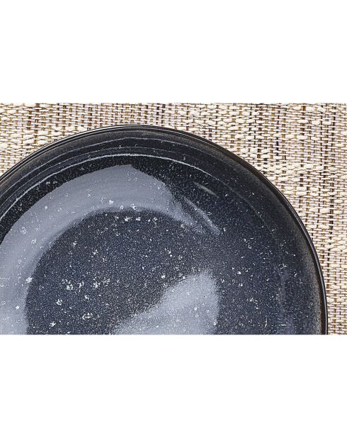 6 Assiettes creuses en Grès Iris bleu foncé - D.22.5 cm