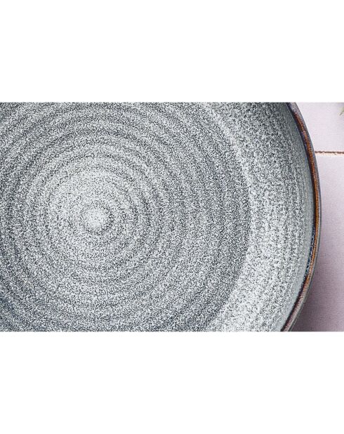 6 Assiettes creuses en Grès Zen gris/bleu - D.22.5 cm