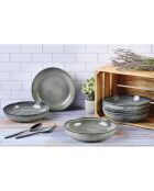 6 Assiettes creuses en Grès Zen gris/bleu - D.22.5 cm