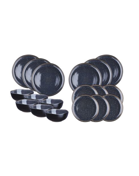 Service Les Essentiels en Grès Iris bleu foncé - 18 pièces