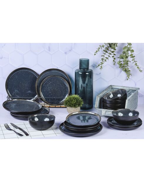 Service Les Essentiels en Grès Iris bleu foncé - 18 pièces