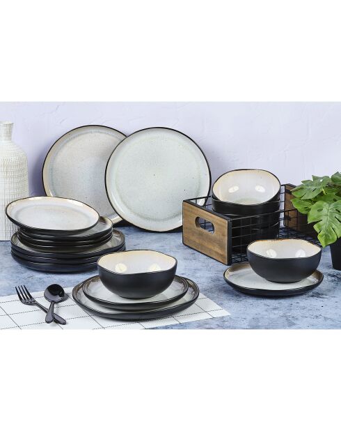 Service Les Essentiels en Grès Iris blanc/ivoire - 18 pièces