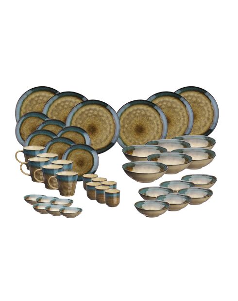 Service Complet en Grès Island kaki/bleu - 42 pièces