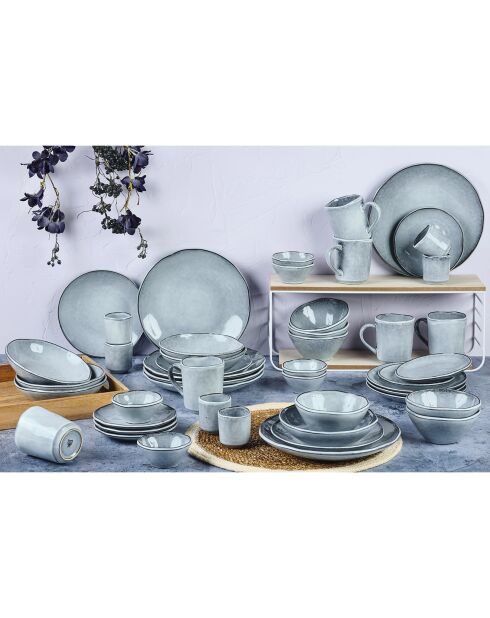 Service Complet en Grès Cloud gris clair - 48 pièces