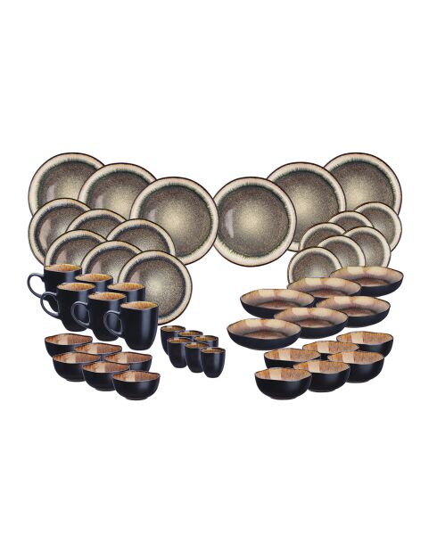 Iris Beige/bruin volledige set steengoed - 48 stuks